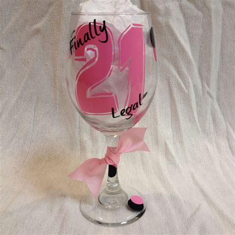 21st Birthday Wine Glass Etsy 21 Birthday Wine Glass Birthday Wine Glass Birthday Wine