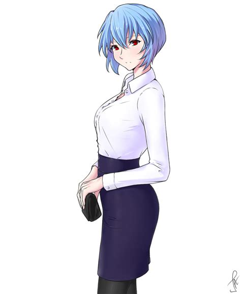 Safebooru 1girl Ayanami Rei Bag Bangs Black Legwear Blue Skirt Blush Breasts Casual Collared