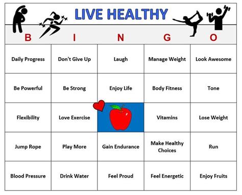 Live Healthy Bingo Game 60 Cards Fitness Wellness Healthy Etsy