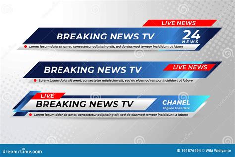 Set Of Broadcast News Lower Thirds Banner Template With Simple Concept