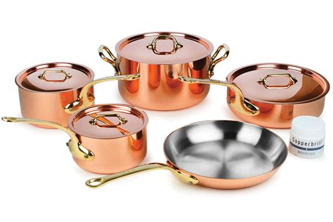 Mauviel Copper Cookware Set 2.5mm 9-piece M250B Bronze Handles ...