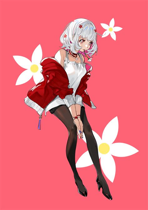 Wallpaper Anime Girls Simple Background White Hair