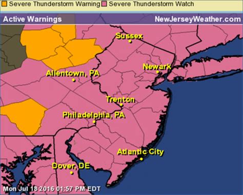 Severe Thunderstorm Watch Issued For All Of Nj