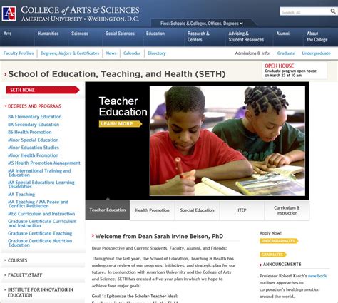 American University School Of Education Teaching And Health Top