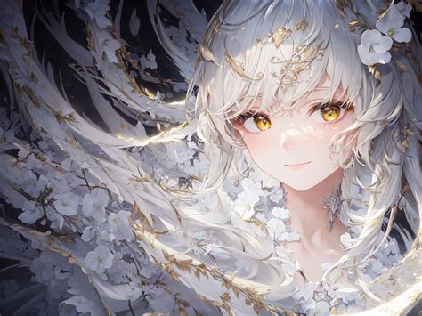 Hintergrundbilder Anime Mädchen Weißes Haar Gelbe Augen Lange
