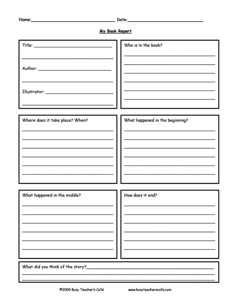 Book Report Template For 7th Graders Professional Templates