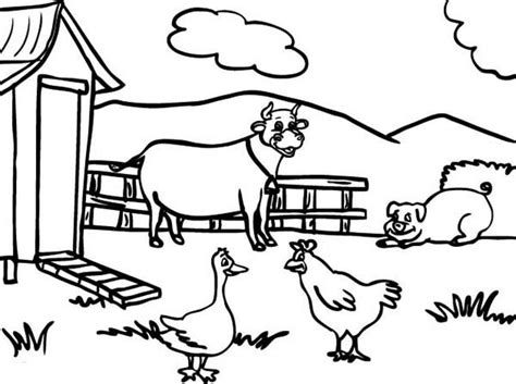 Farm Animal In Front Of Barn Coloring Page Kids Play Color