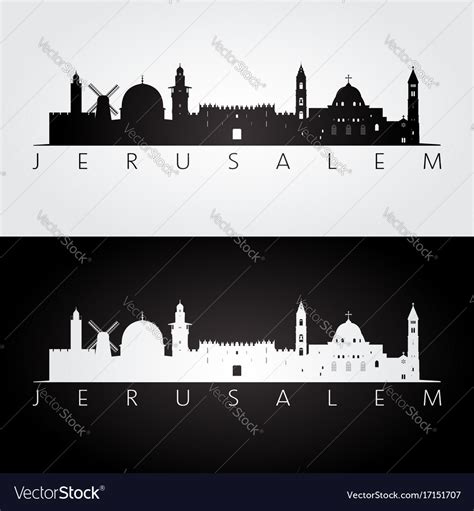 Jerusalem Skyline And Landmarks Silhouette Vector Image