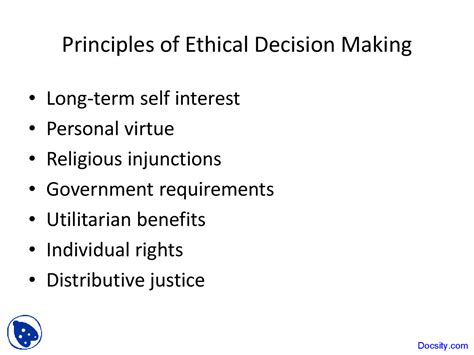 Principles Of Ethical Decision Making Principles Of Management