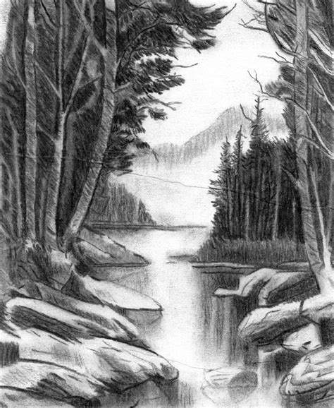2 Dibujo Carboncillo 4 Landscape Sketch Landscape Pencil Drawings