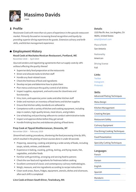 Cook Resume Writing Guide 12 Resume Templates 2019