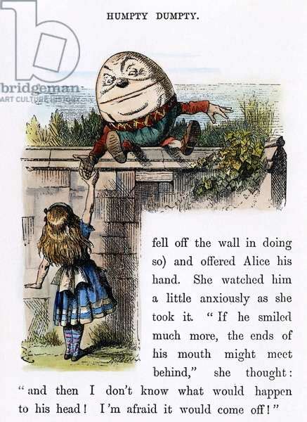 Carroll Looking Glass Humpty Dumpty Offers Alice His Hand Wood