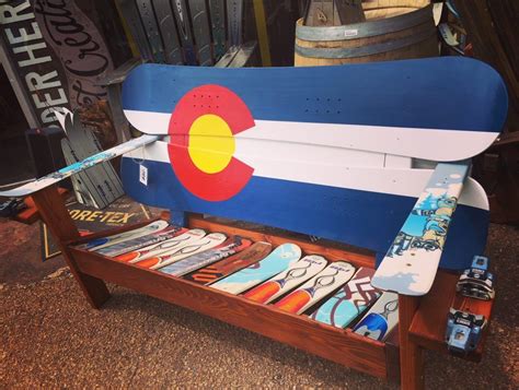 Colorado Flag Adirondack Snowboard Bench Distressed Furniture