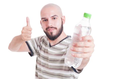 Man Holding Bottle Of Cold Water And Showing Like Gesture Stock Image Image Of Happy Person