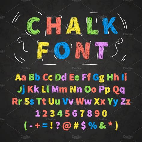 Colorful Retro Hand Drawn Chalk Font Custom Designed Graphic Objects
