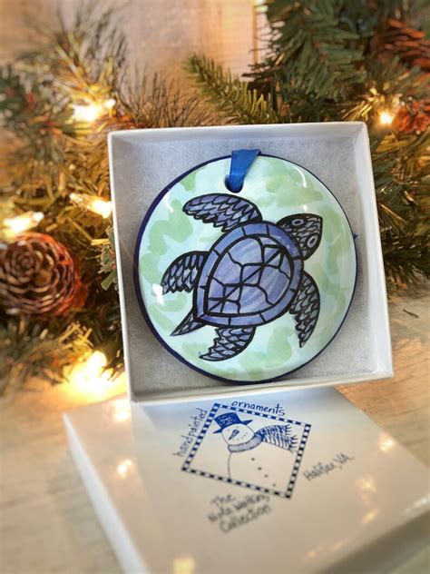 Sea Turtle Ornament Personalized Handpainted Ornament With Etsy