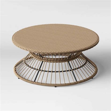 Cambridge Brown Round Wicker Outdoor Coffee Table Brown Outdoor