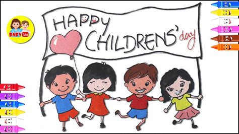 How To Draw Children Day Drawing Easy Drawing Color Learning Video