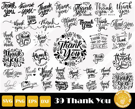 39 Thank You Svg Thank You Clipart Thank You Cut Files For Etsy