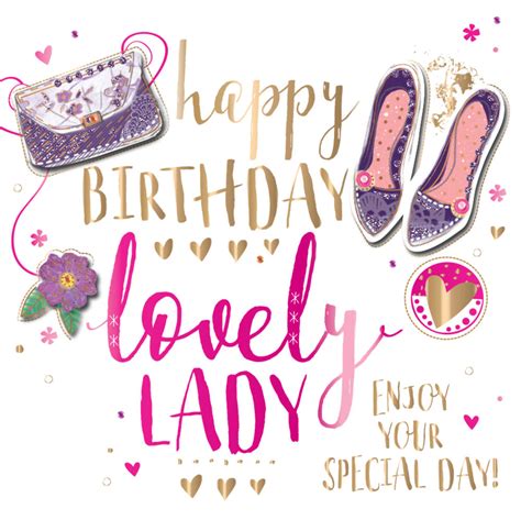 Happy Birthday Lovely Lady Embellished Greeting Card Cards
