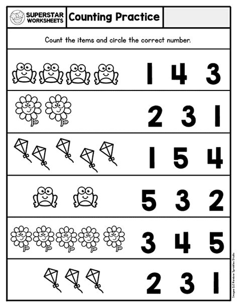 Kindergarten Counting Worksheet Printable Kindergarten Worksheets