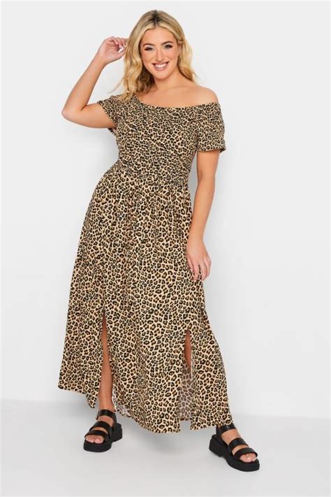 Yours Curve Plus Size Brown Leopard Print Shirred Maxi Dress Yours