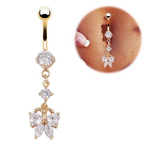 2015 Summer 14g Zircon Dangle Belly Button Navel Ring 18k Gold Piercing Jewelry Ebay