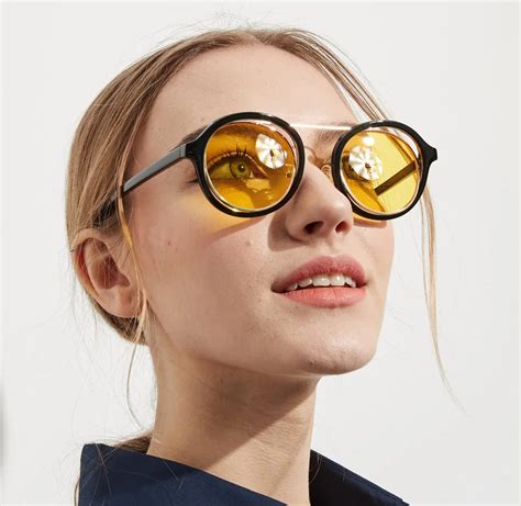 Mimiyou Round Double Frame Women Sunglasses With Case Vintage Fashion