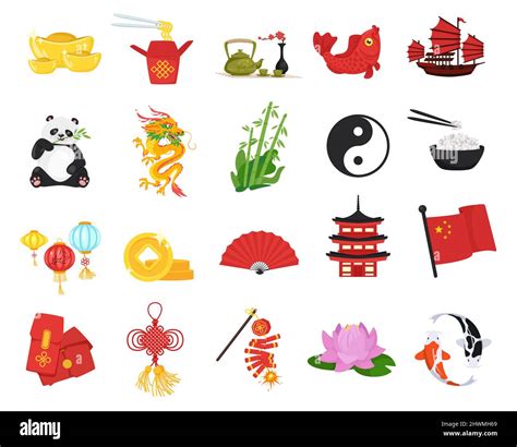 Vector Set Of China Symbols Isolated Icons Stock Vector Image And Art Alamy