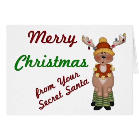 Mc Reindeer Secret Santa Holiday Greeting Card Zazzle