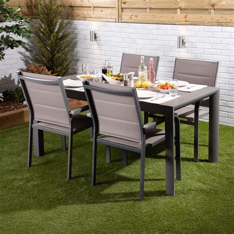 Buy Garden Dining Set Seater Outdoor Tables And Chairs Set Aluminium Frame Stacking