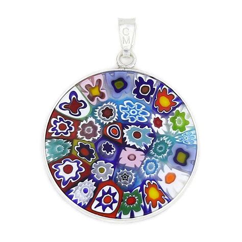 Glassofvenice Murano Glass Millefiori Pendant Multicolor In Silver Frame 1 Check This