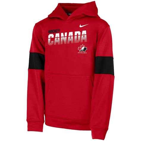 Youth Nike Red Hockey Canada Wordmark Performance Pullover Hoodie