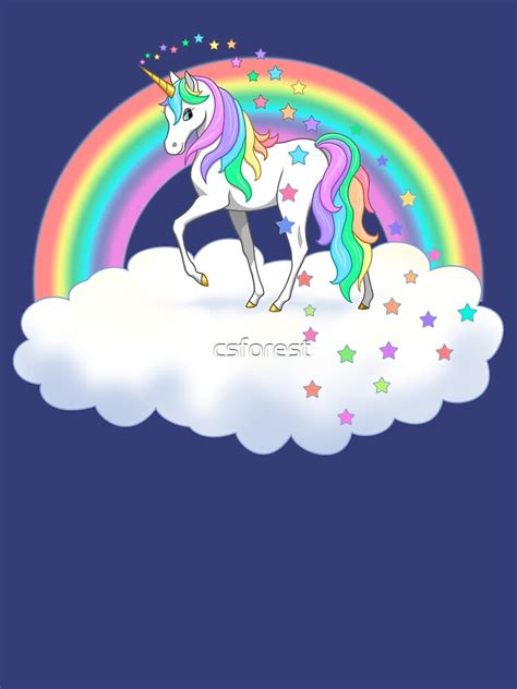 Pretty Rainbow Unicorn Clouds Colorful Falling Stars T Shirt For Sale