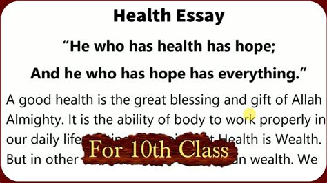 Health Essay For 10th Class With Quotations Essay On Health In
