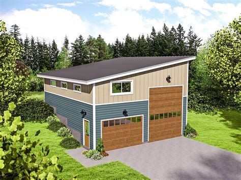 Rv Garage For An Up Sloping Lot 68491vr Architectural Designs