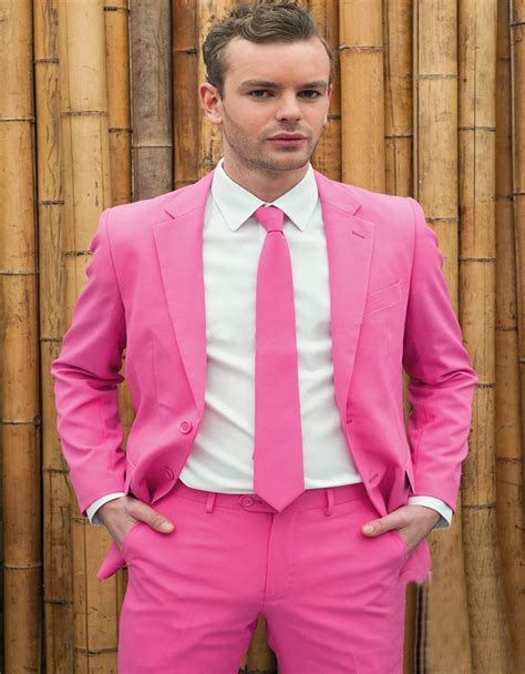 Tailor Made Hot Pink Mens Wedding Prom Dinner Party Suits Groom