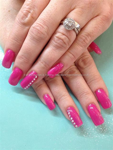 Pink Polish With Swarovski Crystal Nail Art Swarovski Nails Crystal