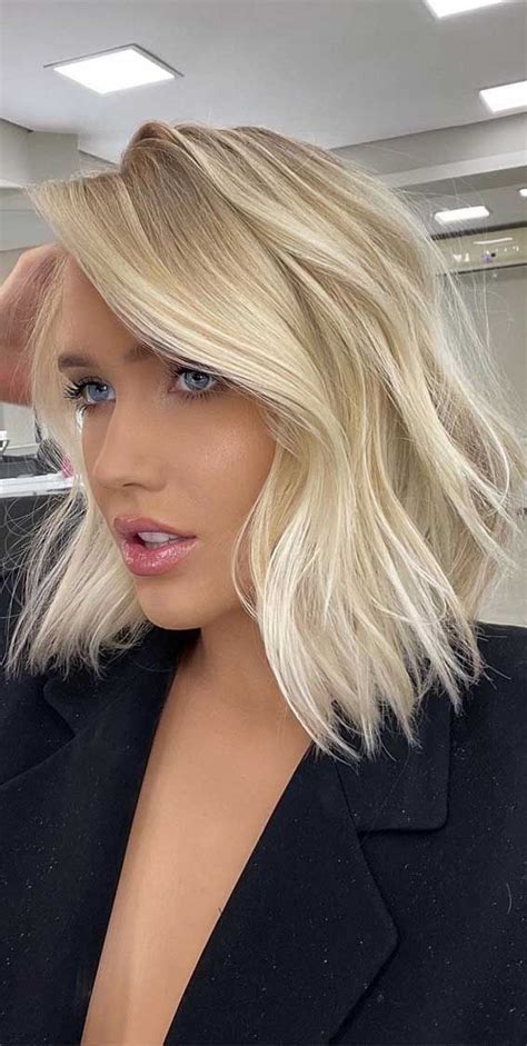 Trendy Hair Colors To Wear In Winter Buttery Blonde Lob Haircut