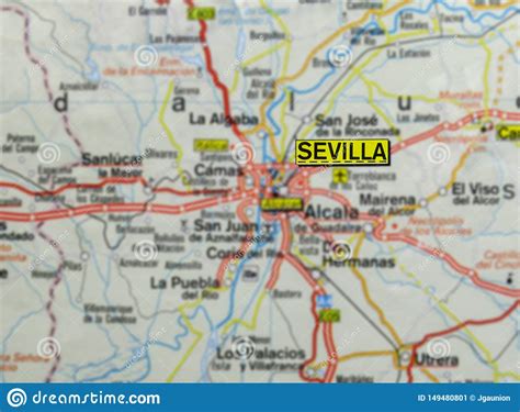 Seville City On Map Spain Stock Image Image Of Destination 149480801