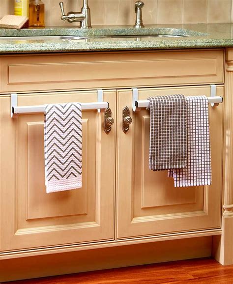 Industrial style stainless kitchen sink with built in towel bar. Set of 2 Over the Kitchen Cabinet Door Towel Bar Organizer ...