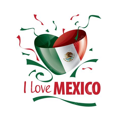Bandera Nacional De México En Forma De Corazón Y La Inscripción Amo A México Png Celebracion