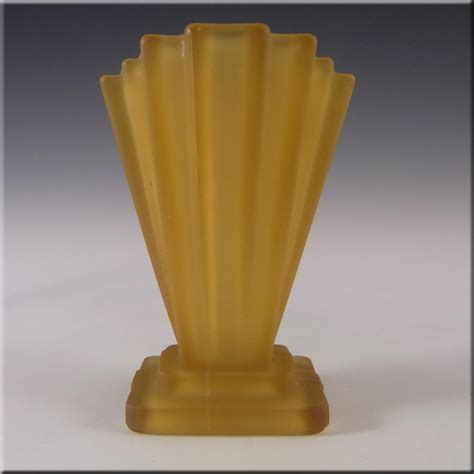 Bagley 334 Art Deco 4 Frosted Amber Glass Grantham Vase Amber Glass Glass Art Art Deco Glass