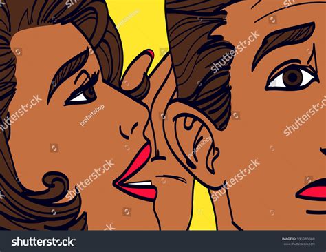 Woman Whispering Mans Ear Drawing Vector Stock Vector Royalty Free
