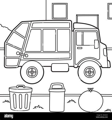 Garbage Truck Coloring Page Stock Vector Image And Art Alamy