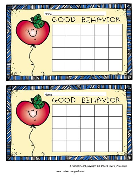Good Behavior Chart Printable Template Business Psd Excel Word Pdf