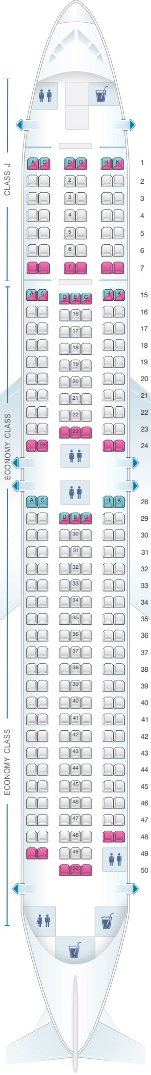 Seat Map Japan Airlines JAL Boeing B767 300 A23 A26 Airplane Seats