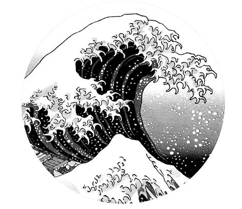 The Great Wave Off Kanagawa Logo Black And White By Robin Black And