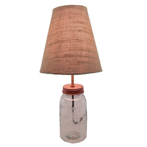 Shop Clear Glass Vintage Mason Jar Table Lamp With Burlap Shade Free