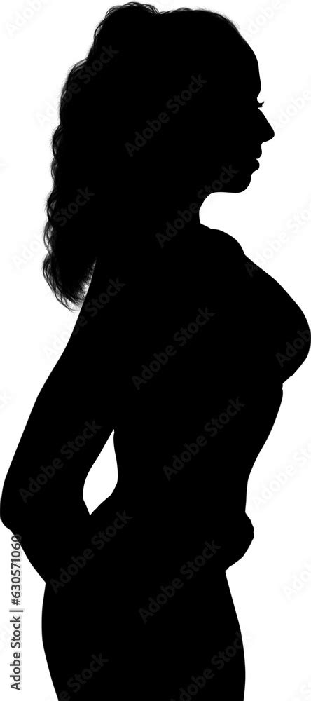 Digital Png Silhouette Of Shapely Woman Standing On Transparent